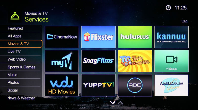 WD TV Service Categories