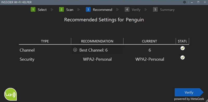 inSSIDer Wi-Fi Helper - Recommended Settings