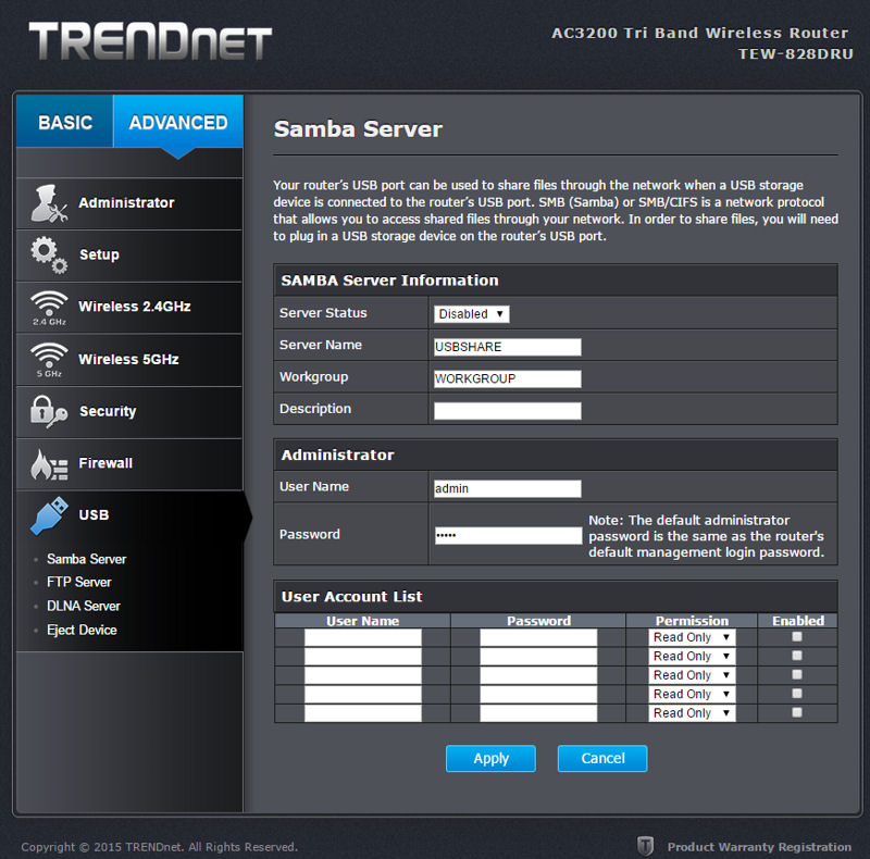 TRENDnet TEW-828DRU - Advanced Samba Server