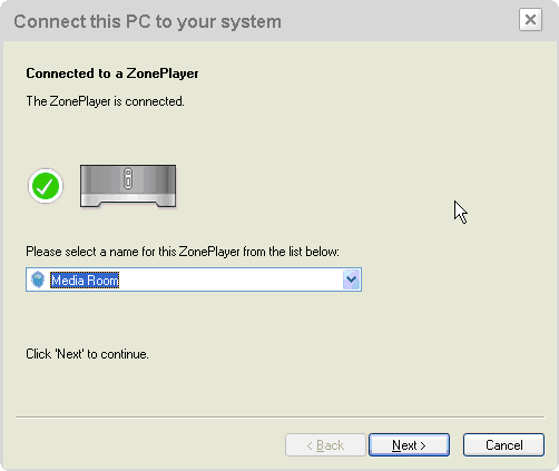 Connecting PC to ZonePlayer
