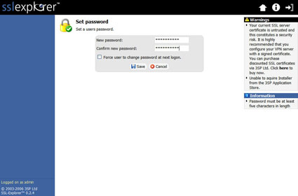 Figure 18: Account password screen