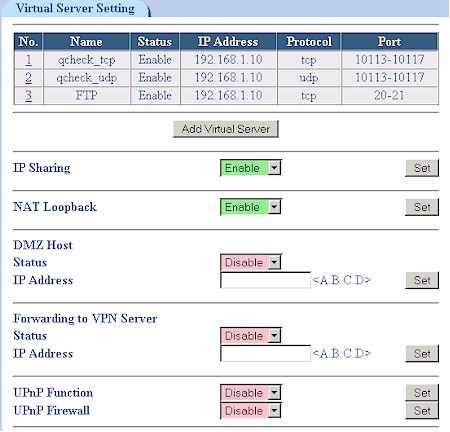 OvisLink MU-9000VPN Virtual Servers 