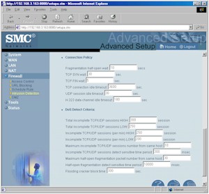SMC7004VBR: More Intrusion Detection screen