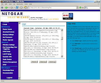 NETGEAR WPN824 - Logging screen