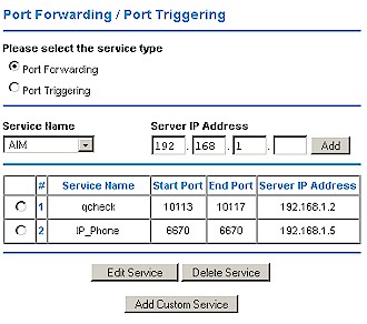 NETGEAR WPN824 Port forwarding screen