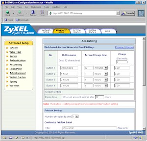 ZyXEL B-4000: Accounting page