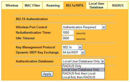If you do not have a RADIUS server you can authenticate to an onboard Local User Database