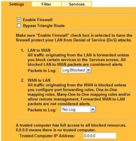 Enable Firewall, log traffic, and specify an IP that can bypass firewall blocks 