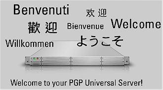 The PGP Universal setup page welcomes you in seven different languages
