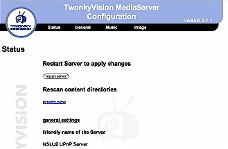 Configuring the Twonkvision server from a web browser