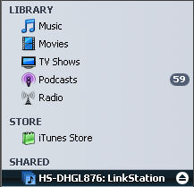 Music Served by the LinkStation Live DLNA server is accessible by ITunes