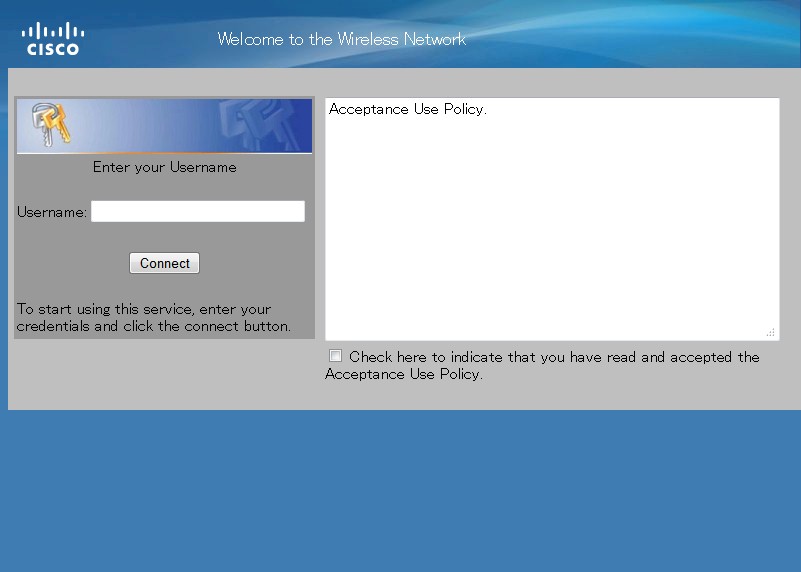 WAP321 Default Captive Portal screen