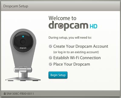 Dropcam HD installer start