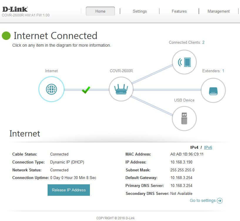 D-Link Covr web admin - Home