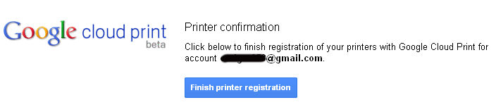 Finish Google Printer registration