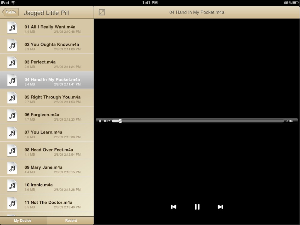 iPad app playing music