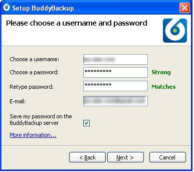 Assigning a Username & Password to the account.