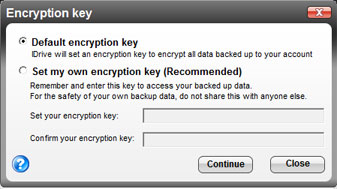 Option to choose a separate encryption key.