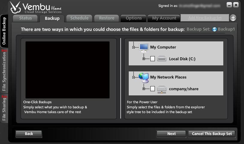 Second you pick your files to backup.