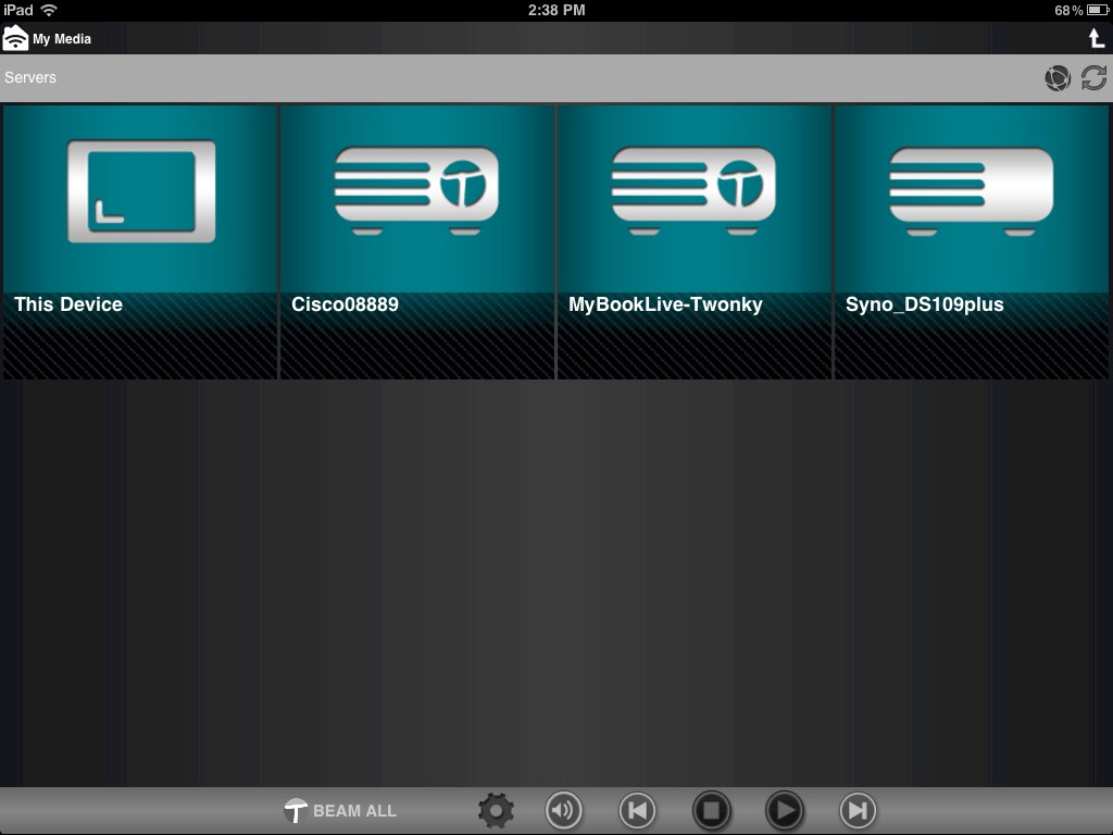Twonky Beam DLNA server selection
