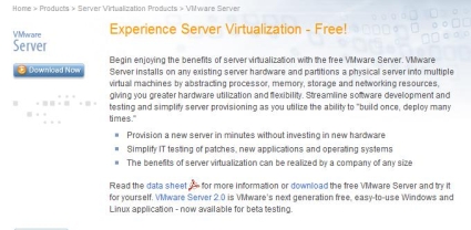 VMware Server webpage