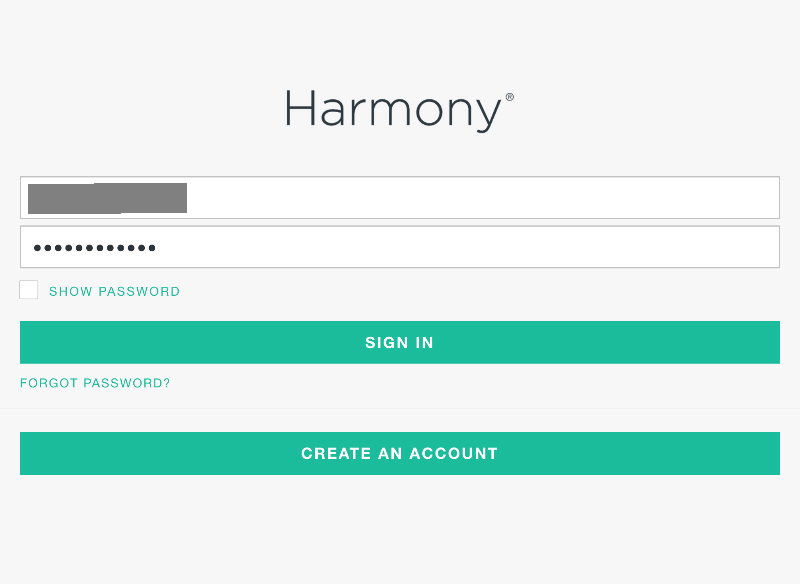 Harmony Home Hub - Create an account or sign into Harmony