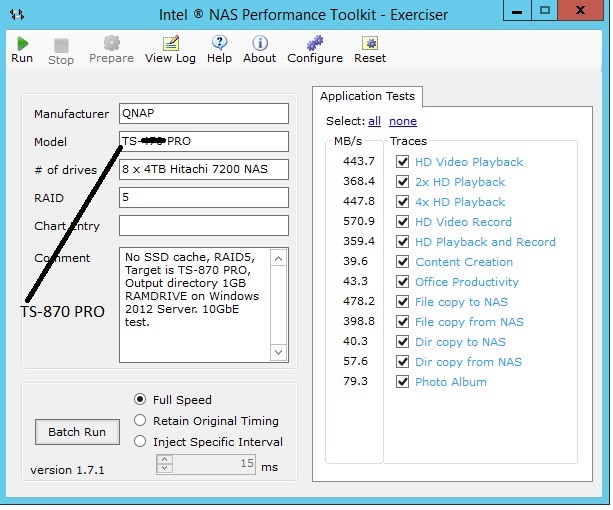 QNAP TS-870 Pro Intel NASPT results