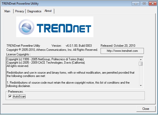 TRENDnet Utility - About