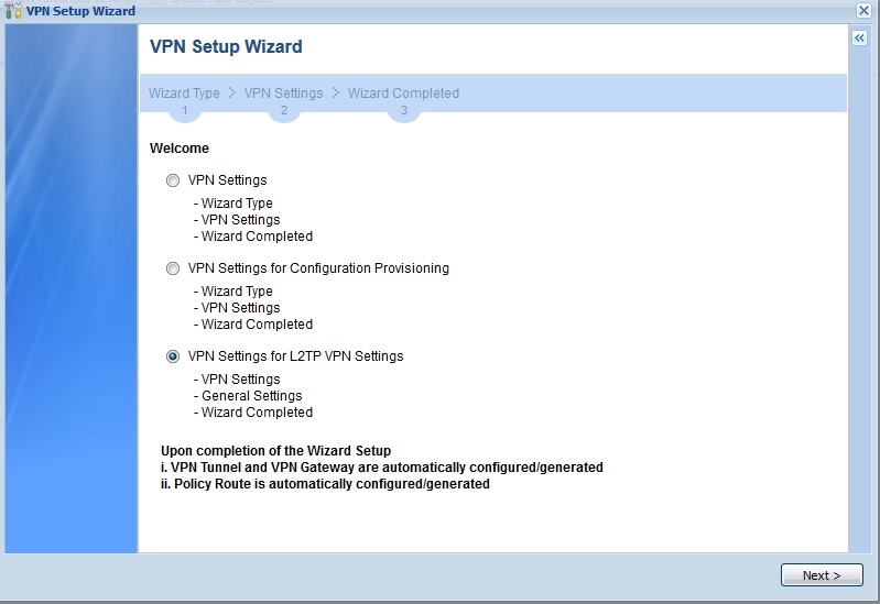 Configuration Wizard Step 2