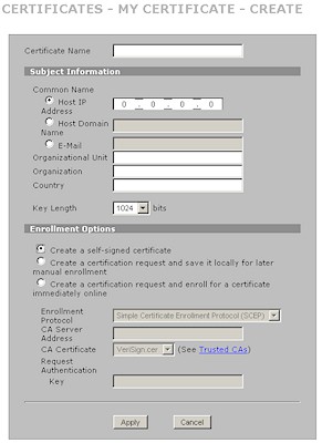 Zywall 2plus Certificate creation screen