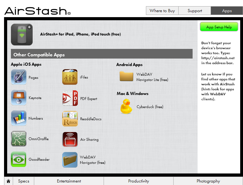 AirStash compatible apps