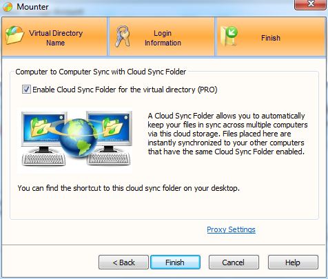 Adding a S3 account enables the Cloud Sync option, not available with Google.