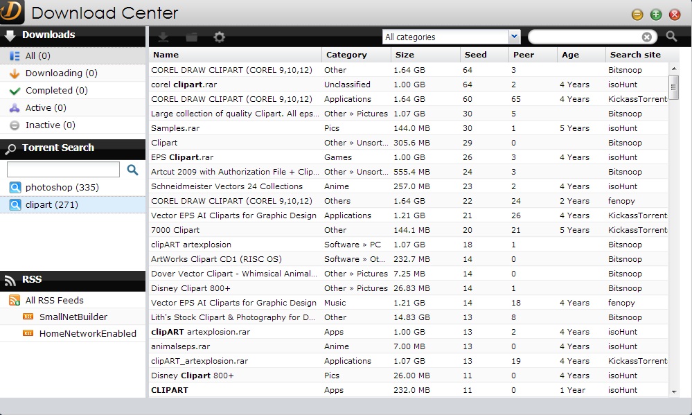 Main Screen of the Download Center