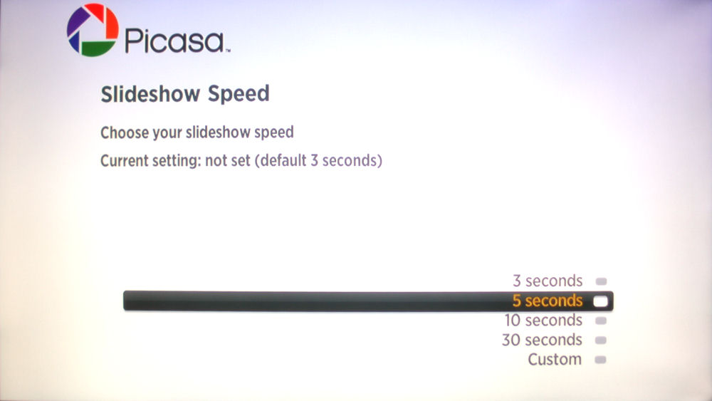 Roku Picasa slideshow speed