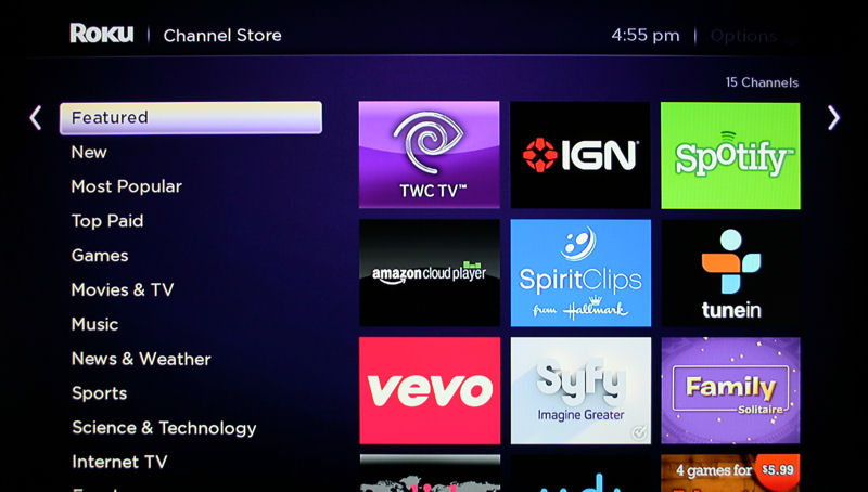 Channel Store UI using the Roku 3