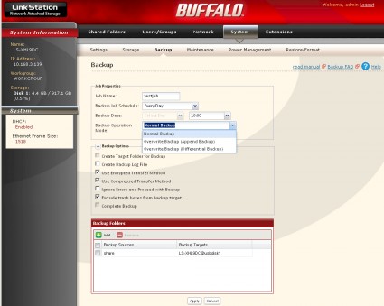 Buffalo LinkStation Pro XHL backup