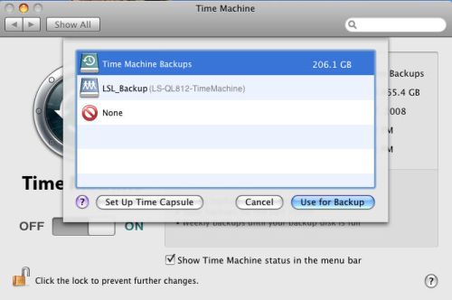 Change Time Machine Backup Location