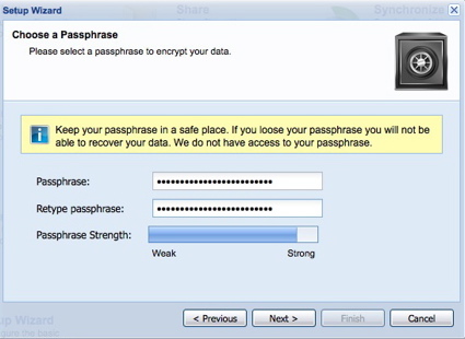 Setting up a passphrase