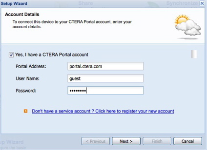 Tying the local device to the CTERA portal account