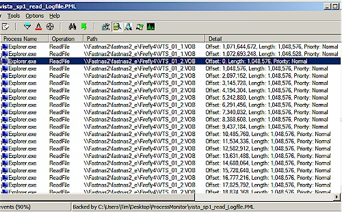 Vista SP1 file copy read Process Monitor trace