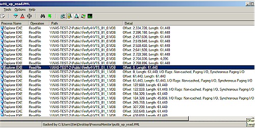 XP SP2 file copy read Process Monitor trace