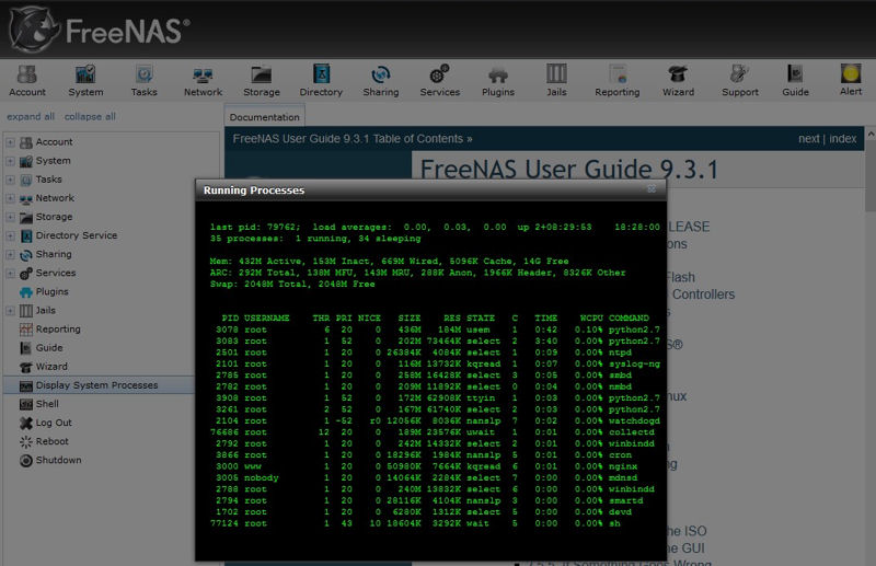 FreeNAS Mini - Display system processes