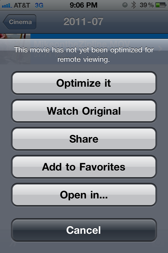 Movie optimization on iPhone.