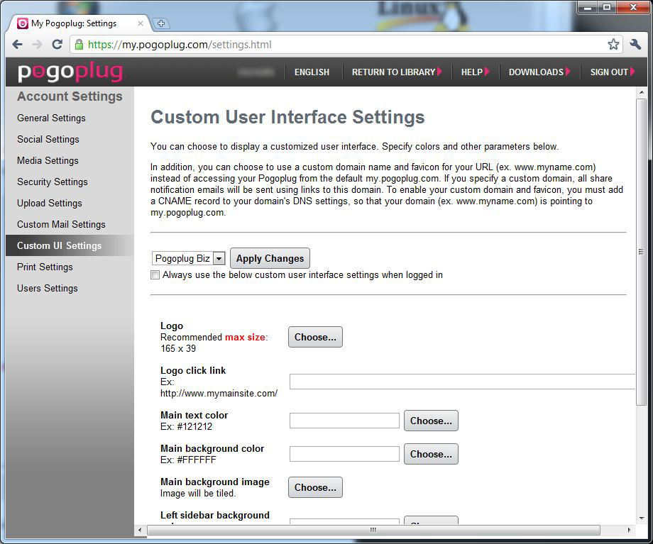 Customize the user interface of the Pogoplug portal.
