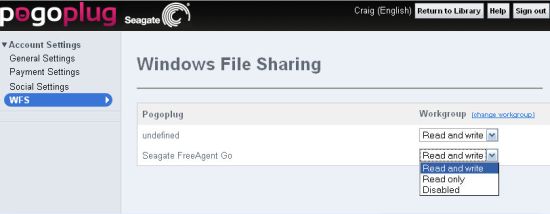 Windows File Sharing options