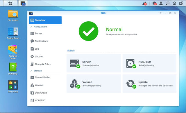 Synology DSM 5.0 CMS - Summary Overview of all servers managed