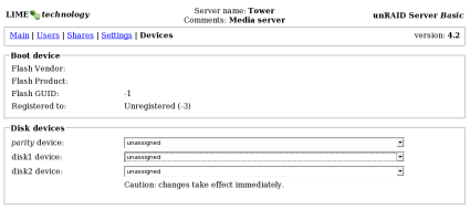 Device Configuration Page