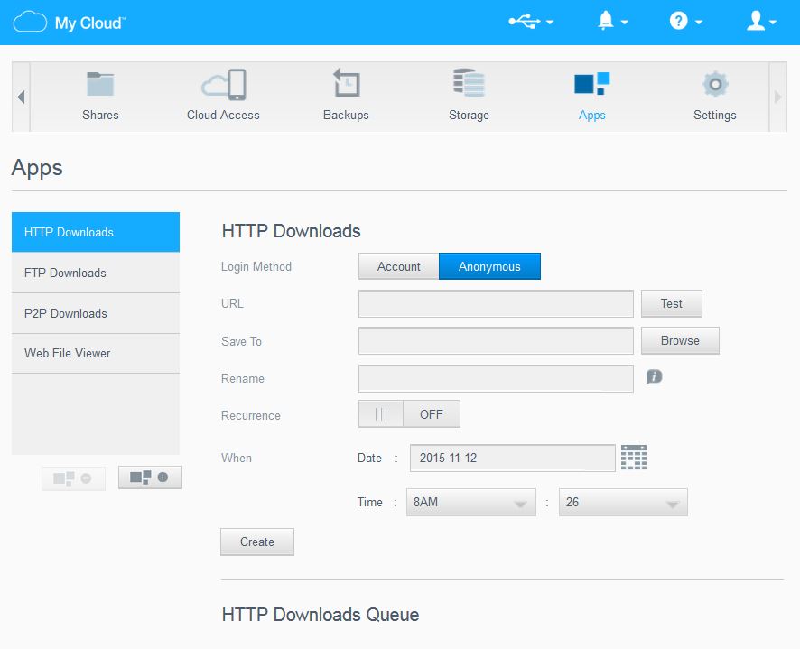 WD My Cloud Gen 2 - Apps - HTTP Downloads