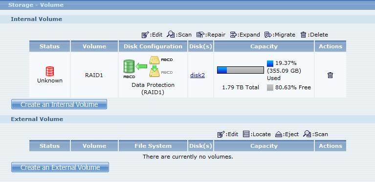 After reinserting the disk "hot", its status appeared as "Unknown"