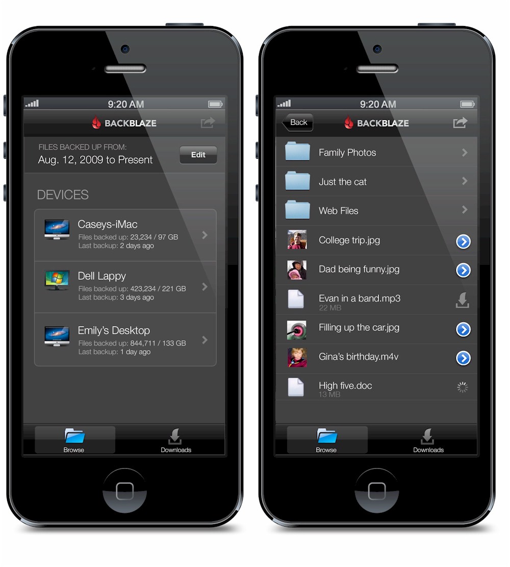 Backblaze Mobile iPhone app